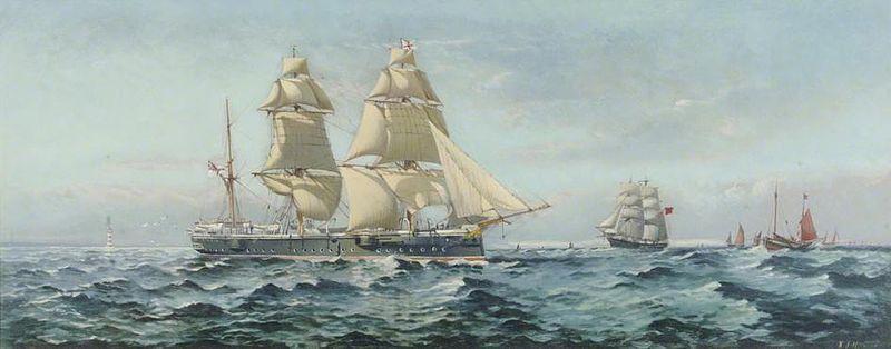 Henry J Morgan HMS 'Comus' Spain oil painting art